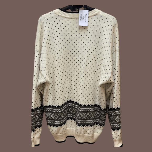 HEAD Fair Isle Sweater | Cream Black Knit | Size 8 | Vintage - Picture 2 of 5